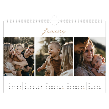 A4 Landscape Photo Calendar — Photo strip boxes