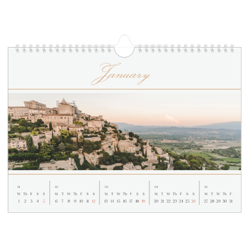A4 Landscape Photo Calendar — Gold script banner