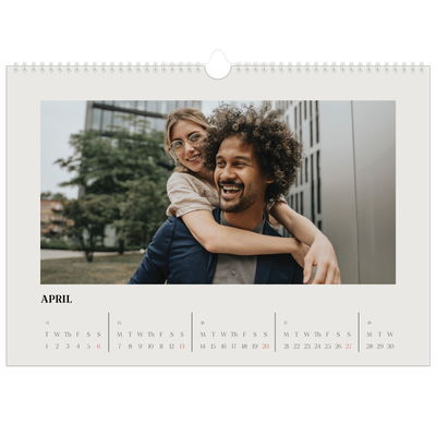 A3 Photo Calendar — Simple ivory [April]