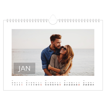 A4 Landscape Photo Calendar — Date box overlay