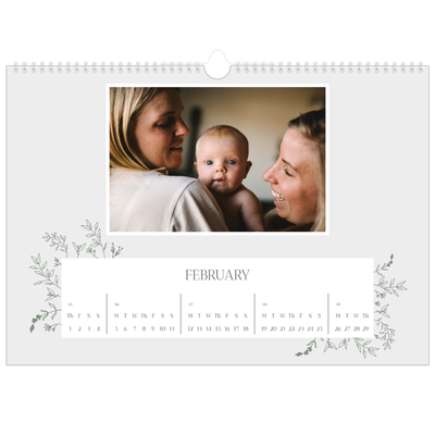 A3 Photo Calendar — Hand drawn flowers [February]