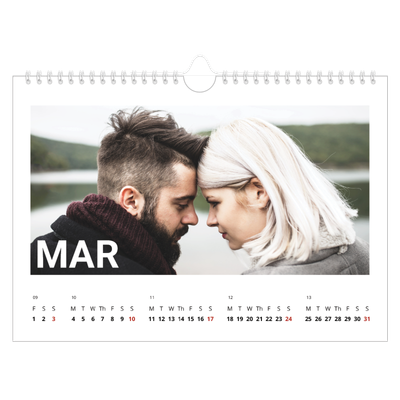 A4 Landscape Photo Calendar — Big month [March]