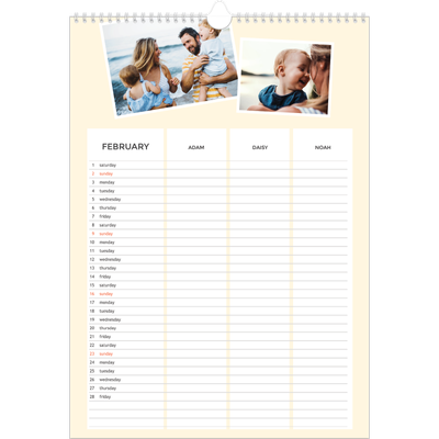 A3 Family Planner — Modern Planner - Family of 3 [February]