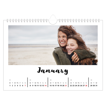 A4 Landscape Photo Calendar — Handwritten