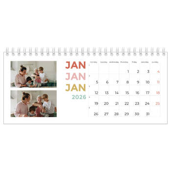 Desk Photo Calendar — Colourful type