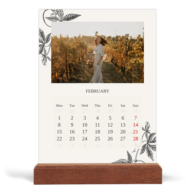 Easel Desk Calendar Portrait  — Ink & ivy [February]