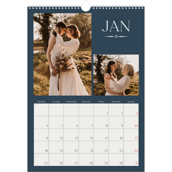 A3 Photo Calendar — Slate and serifs