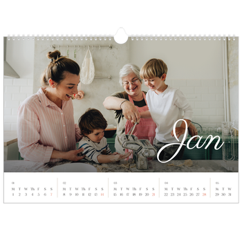 A3 Landscape Photo Calendar — Handwritten month