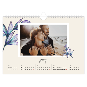 A4 Landscape Photo Calendar — Painted flowers