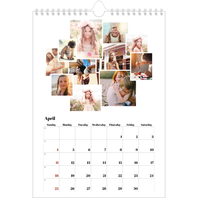 A4 Photo Calendar — Collage shapes [April]