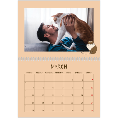 A4 Double Photo Calendar — Playful kitten [March]