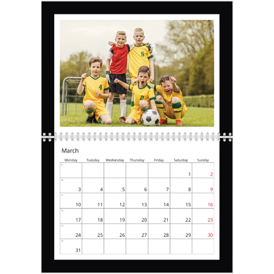 A4 Double Photo Calendar — Black frame [March]