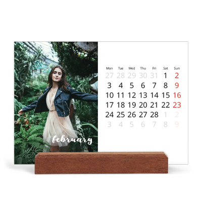 Easel Desk Calendar Landscape  — Simple script [February]