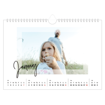 A4 Landscape Photo Calendar — Clear frame