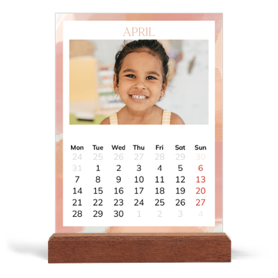 Easel Desk Calendar Portrait  — Paintbrush effect [April]