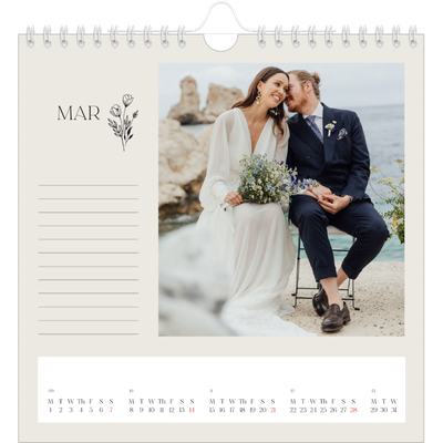 Square calendars  — Initials in bloom [March]