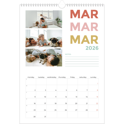A3 photo calendars — Colourful type [March]