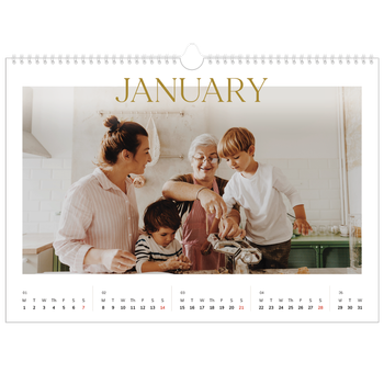 A3 Landscape Photo Calendar — Big gold text