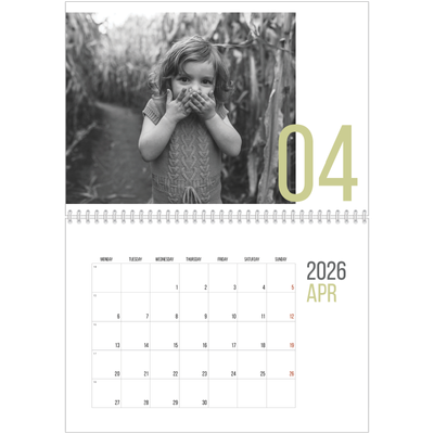A4 Double Photo Calendar — Number months [April]