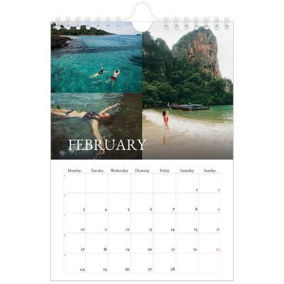 A5 Photo Calendar — Simple serif [February]