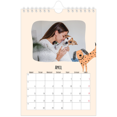 A5 Photo Calendar — Dog paws and doodles [April]