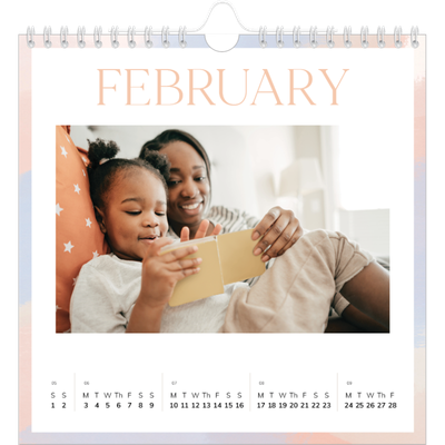 Square calendars  — Paintbrush effect [February]