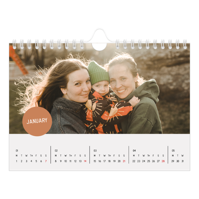 A5 Landscape Photo Calendar — Photo sticker [January]