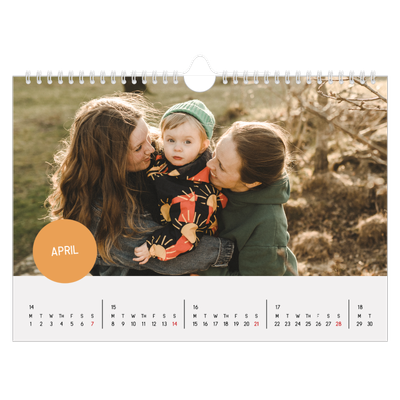 A4 Landscape Photo Calendar — Photo sticker [April]
