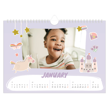 A4 Landscape Photo Calendar — Rainbow unicorn