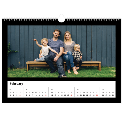 A3 Photo Calendar — Black margin [February]