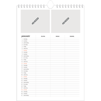 A4 Photo Calendar — Design your own product - Family of 3