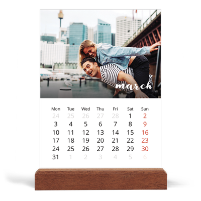 Easel Desk Calendar Portrait  — Simple script [March]