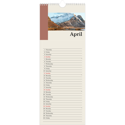 Slim Calendar  — Sights of the world [April]