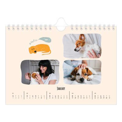 A5 Landscape Photo Calendar — Dog paws and doodles [January]