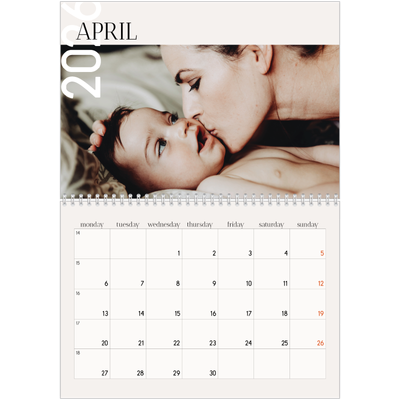 A4 Double Photo Calendar — Overlapping text [April]