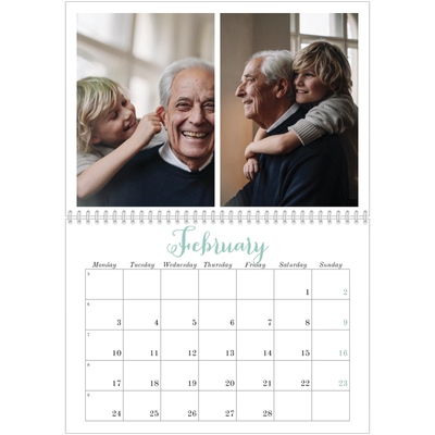 A4 Double Photo Calendar — Hello world [February]