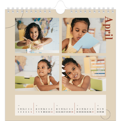 Square calendars  — Asymmetrical text [April]