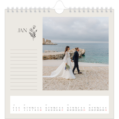 Square calendars  — Initials in bloom [January]