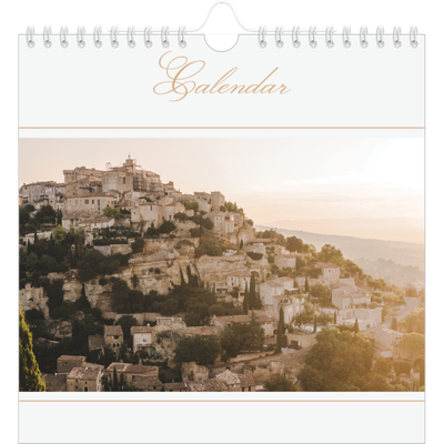 Square calendars  — Gold script banner [cover]