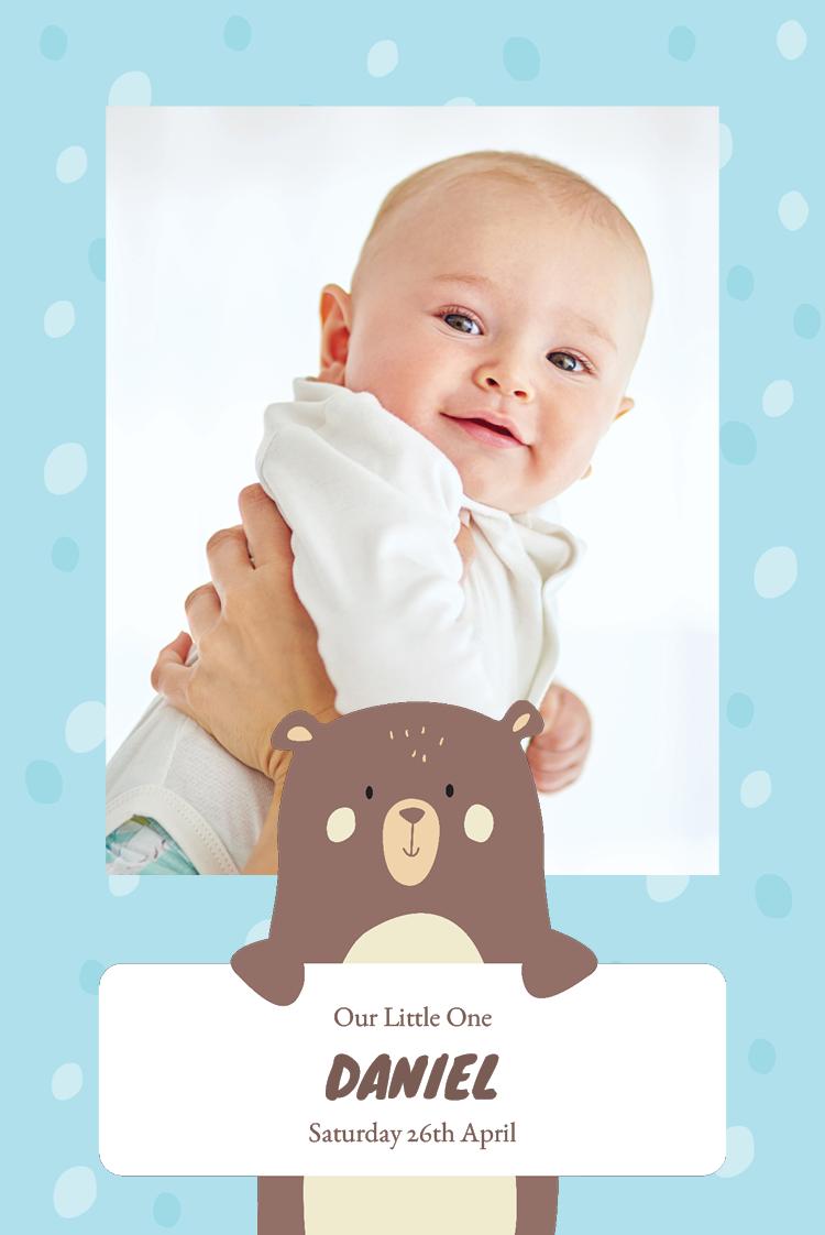 Invitations — Baby bear - blue