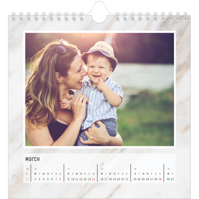 Square calendars  — Marble backgrounds [March]