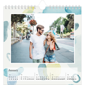 Square Photo Calendar — Watercolour spots