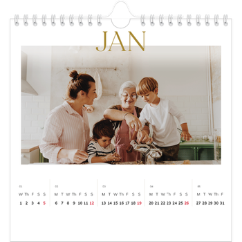Square Photo Calendar — Big gold text