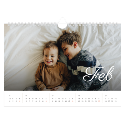 A4 Landscape Photo Calendar — Handwritten month [February]