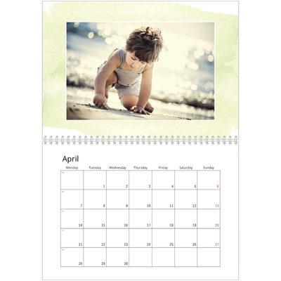 A4 Double Photo Calendar — Watercolour backgrounds [April]