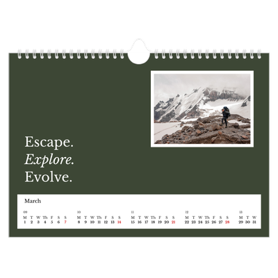 A4 Landscape Photo Calendar — Editorial Earth [March]