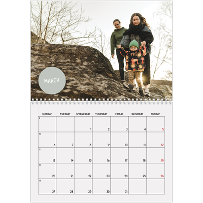 A4 Double Photo Calendar — Photo sticker [March]