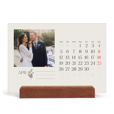 Easel Desk Calendar Landscape  — Initials in bloom [April]