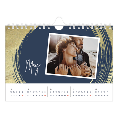 A5 Landscape Photo Calendar — Gold brush backgrounds [cover]