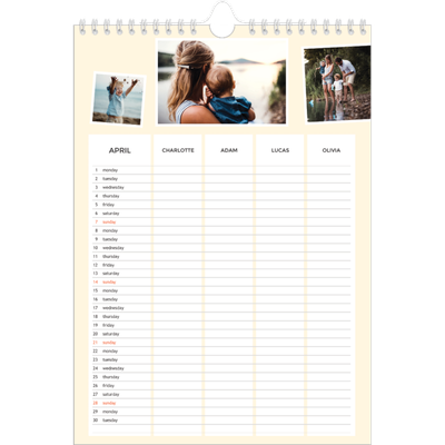 A4 Family Planner — Modern Planner - Family of 4 [April]